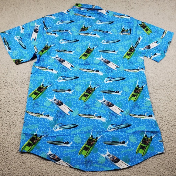 DIXXON Flannel Co Eliminator Boats Party Shirt Mens Small Blue‎ Button Up Cruise - Picture 3 of 13